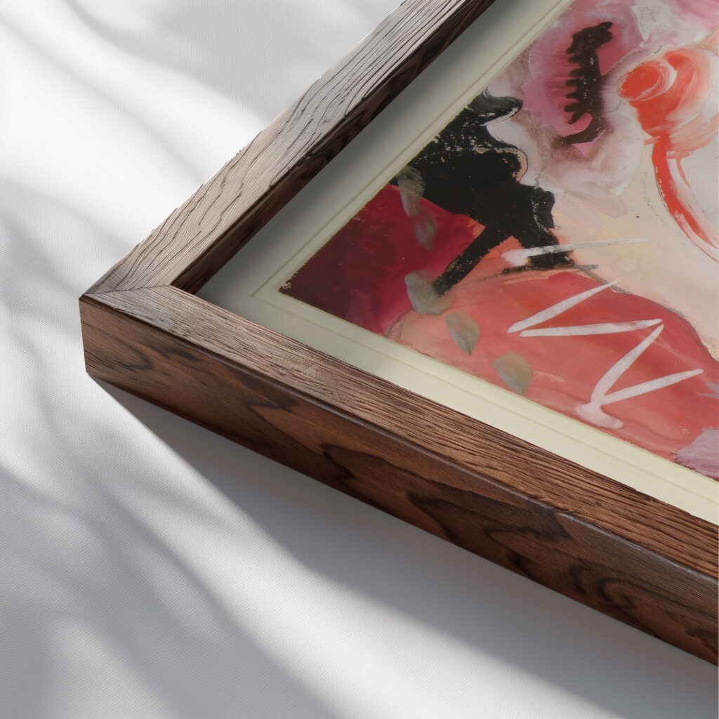 Female Figure 1920 Gert Wollheim close up dark wood mockup