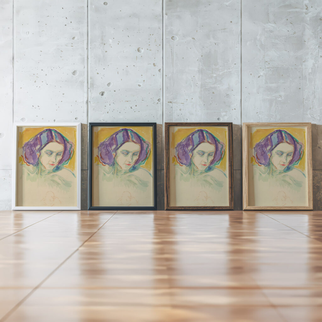 Female head 1932 1942 Edvard Munch framed posters mockup
