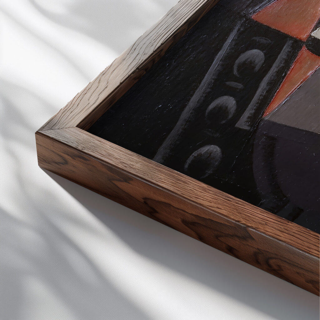 Femme Assise Seated Woman c. 1917 Maria Blanchard close up dark wood mockup