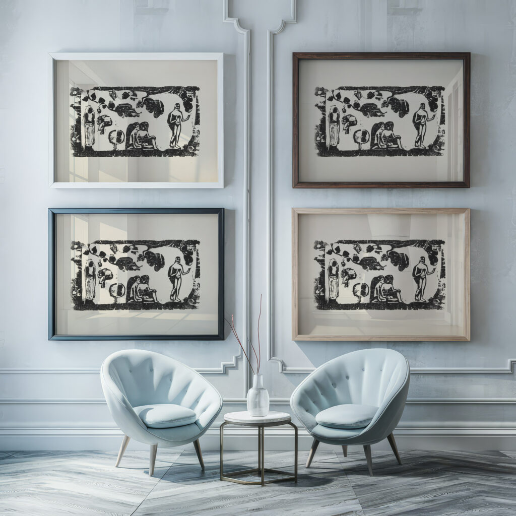 Femmes Animaux et Feuillages Paul Gauguin framed posters mockup