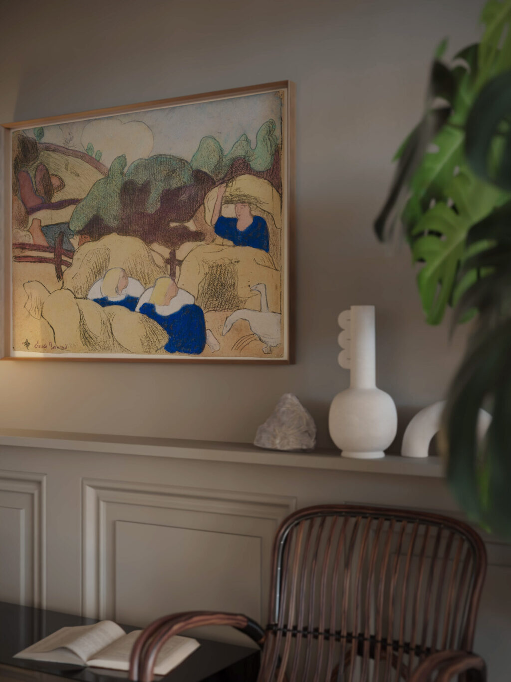 Femmes faisant les foins Women Making Haystacks 1889 Emile Bernard video mockup