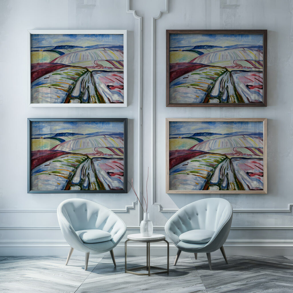 Field in Snow 1907 Edvard Munch framed posters mockup