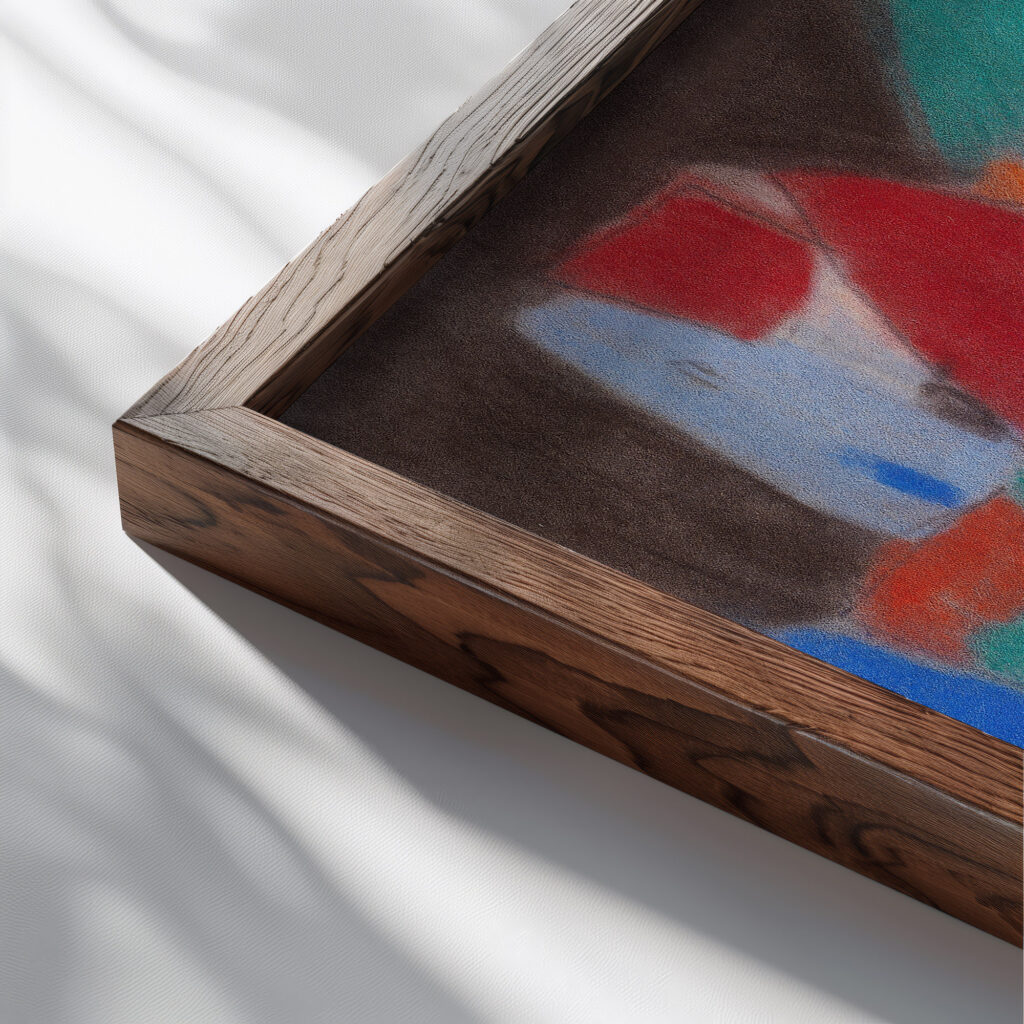 Figur in Landschaft 1930 Adolf Holzel close up dark wood mockup