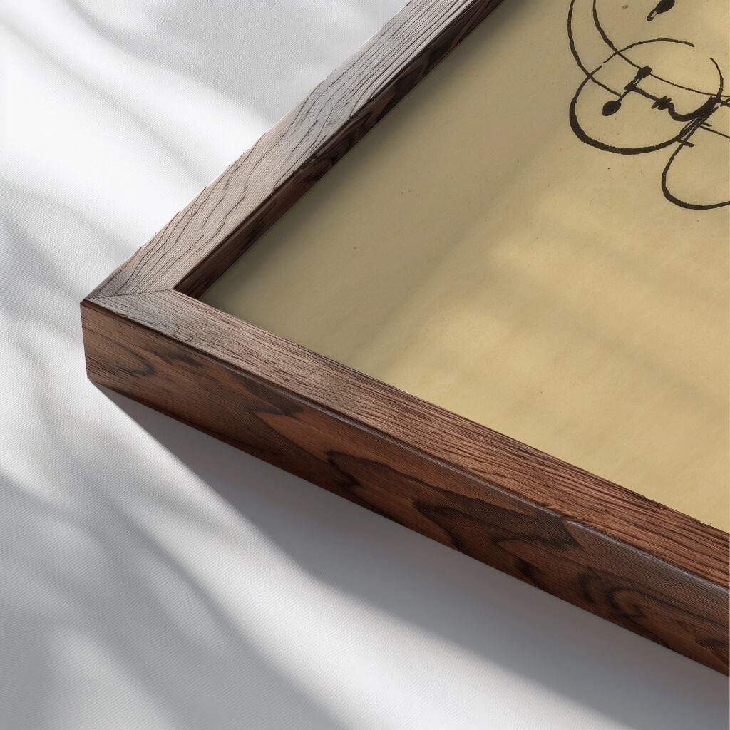 Figural Plan K 1 Figurenplan K 1 1921 Oskar Schlemmer close up dark wood mockup