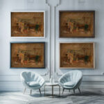 Figural scene with donkeys 1920 Tadeusz Makowski framed posters mockup