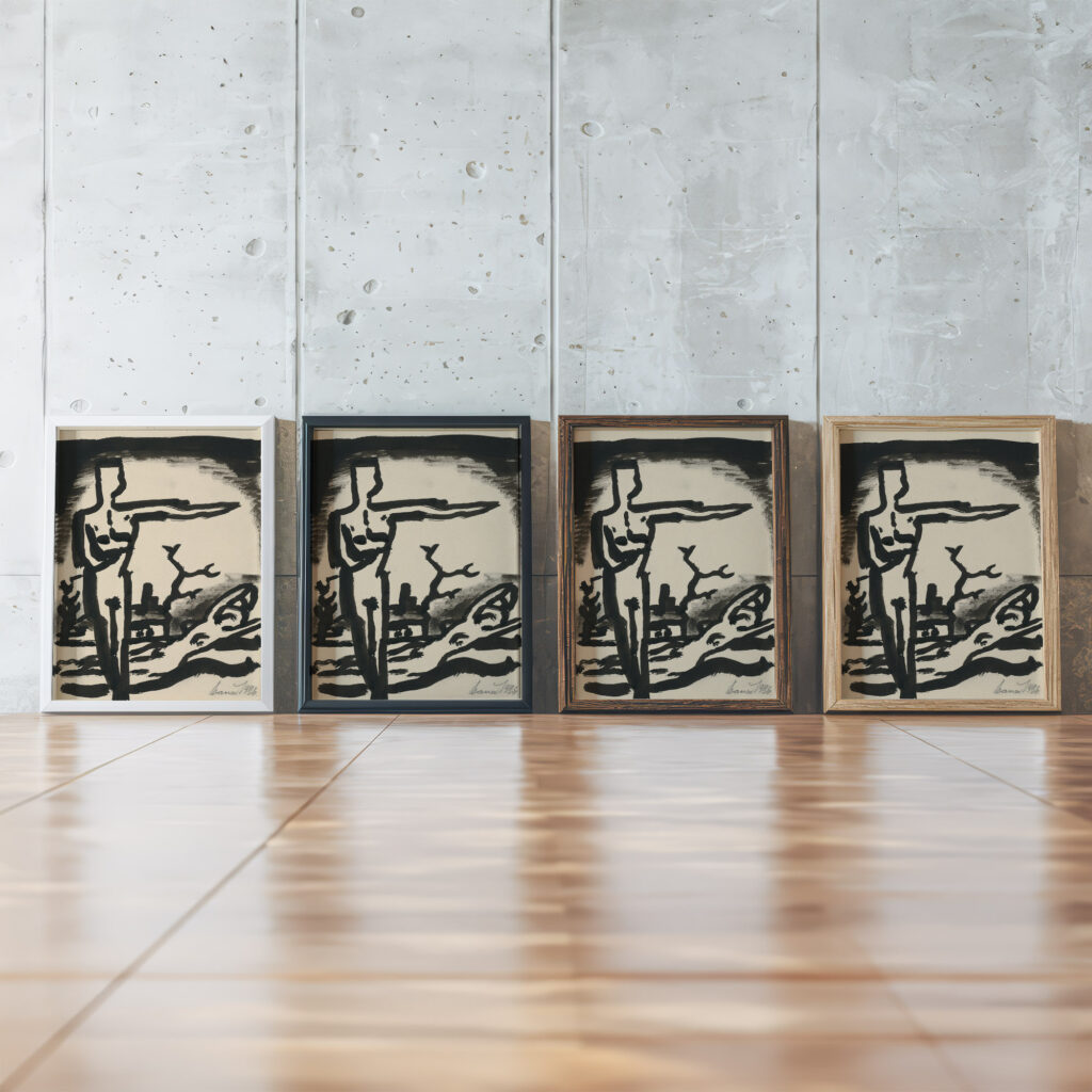 Figuralna kompozicia 1926 Konstantin Bauer framed posters mockup