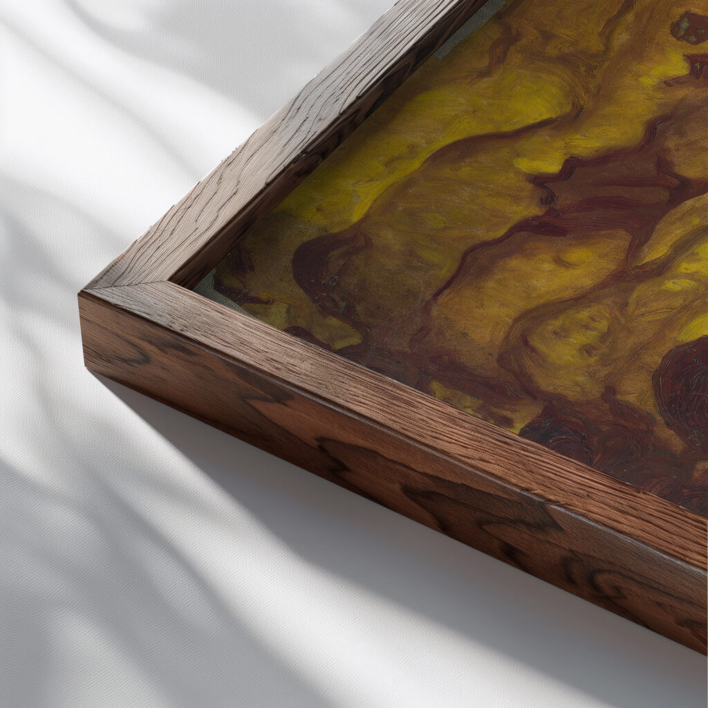 Figure Composition Carl Fredrik Hill close up dark wood mockup