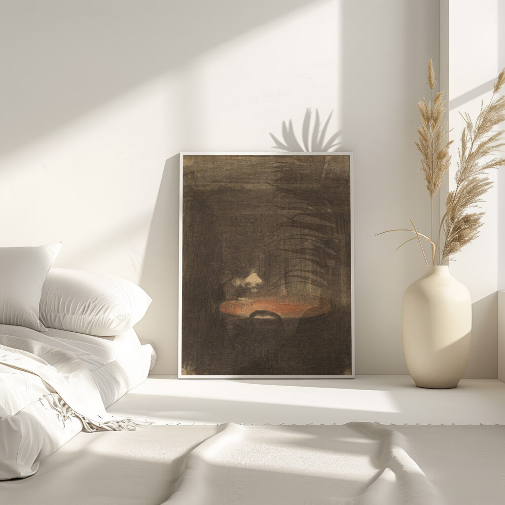 Figure Reading at a Table in an Interior at Night ca. 1891 Vilhelm Hammershoi 4 mockup