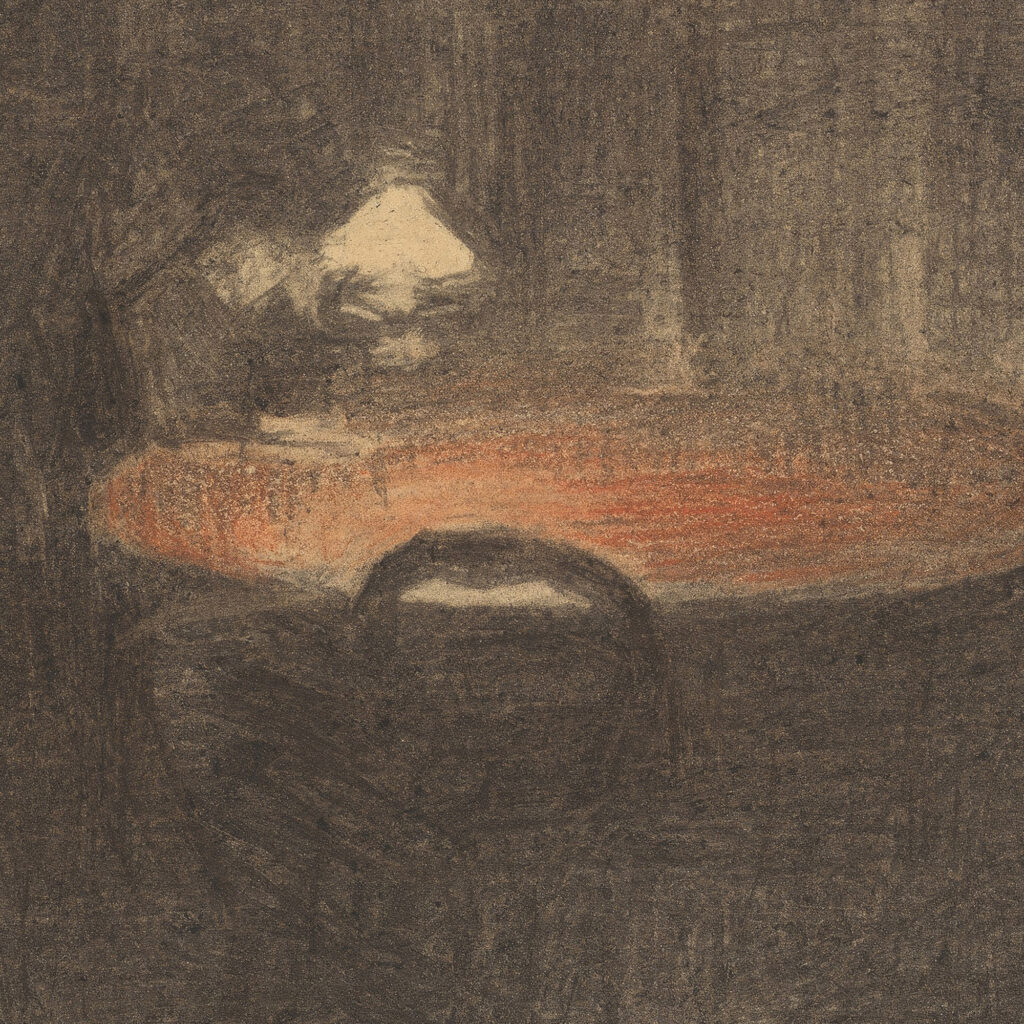 Figure Reading at a Table in an Interior at Night ca. 1891 Vilhelm Hammershoi 8 mockup