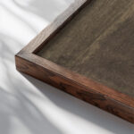 Figure Reading at a Table in an Interior at Night ca. 1891 Vilhelm Hammershoi close up dark wood mockup