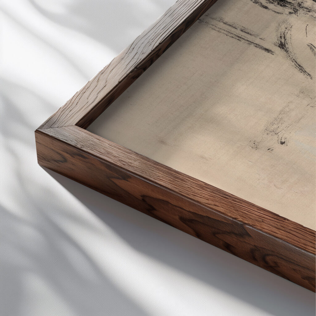 Figure Rik Wouters close up dark wood mockup