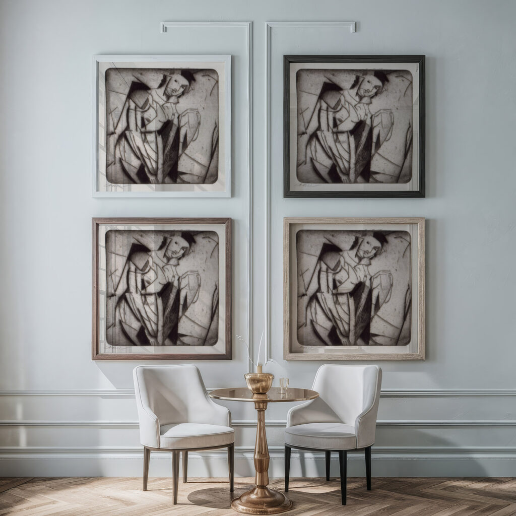 Figure in Glass 1916 1917 Arthur Bowen Davies framed posters mockup