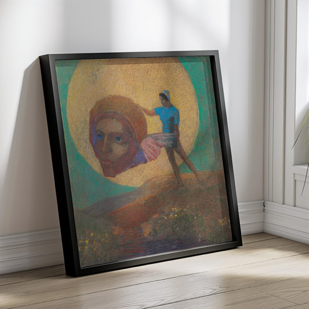 Figure portant une tete ailee La chute dlcare circa 1876 Odilon Redon 4 mockup