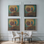 Figure portant une tete ailee La chute dlcare circa 1876 Odilon Redon framed posters mockup