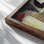 Figure with Guitar II 1914 Henry Fitch Taylor close up dark wood mockup