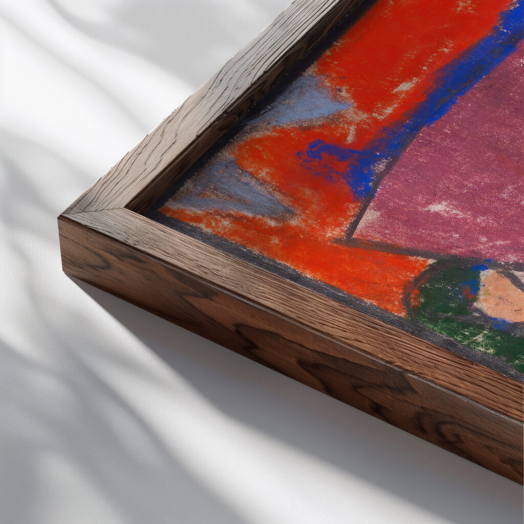 Figurengruppe 1925 Adolf Holzel close up dark wood mockup