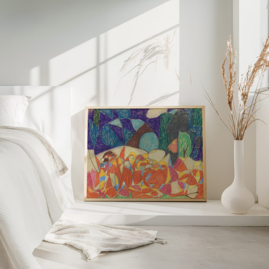 Figurengruppe unter lila grunen Formen 1920 Adolf Holzel 4 mockup