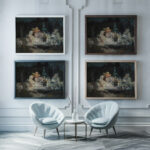Figures Seated Around a Lamp Alexandre Falguiere framed posters mockup