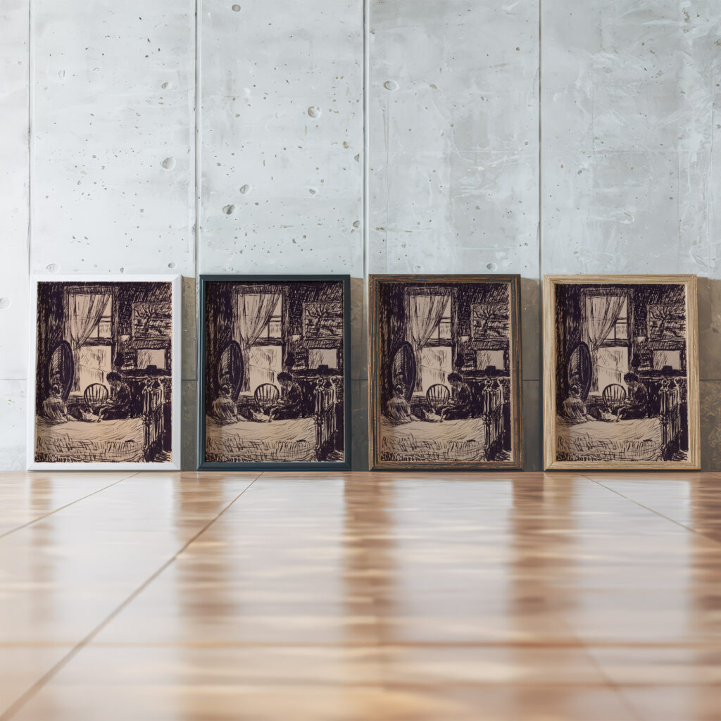 Figures before Window ca. 1914 1918 Henry Lyman Sayen framed posters mockup