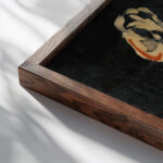 Figures circa 1946 49 Jankel Adler close up dark wood mockup