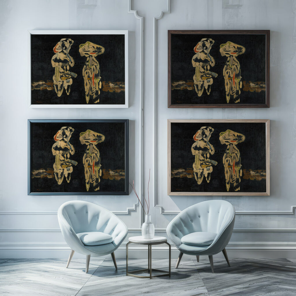 Figures circa 1946 49 Jankel Adler framed posters mockup