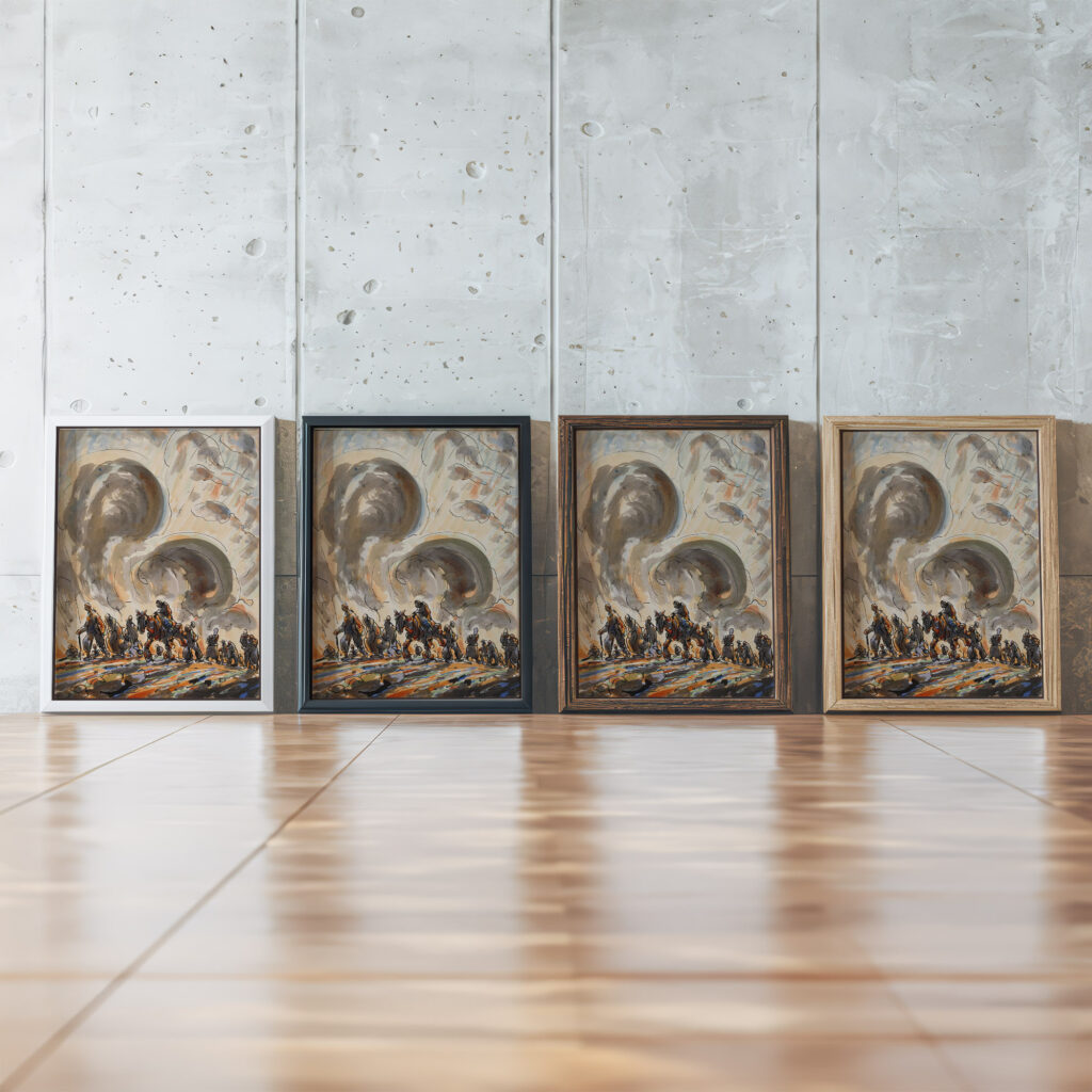 Figures in a Landscape 1924 Alfred Ost framed posters mockup