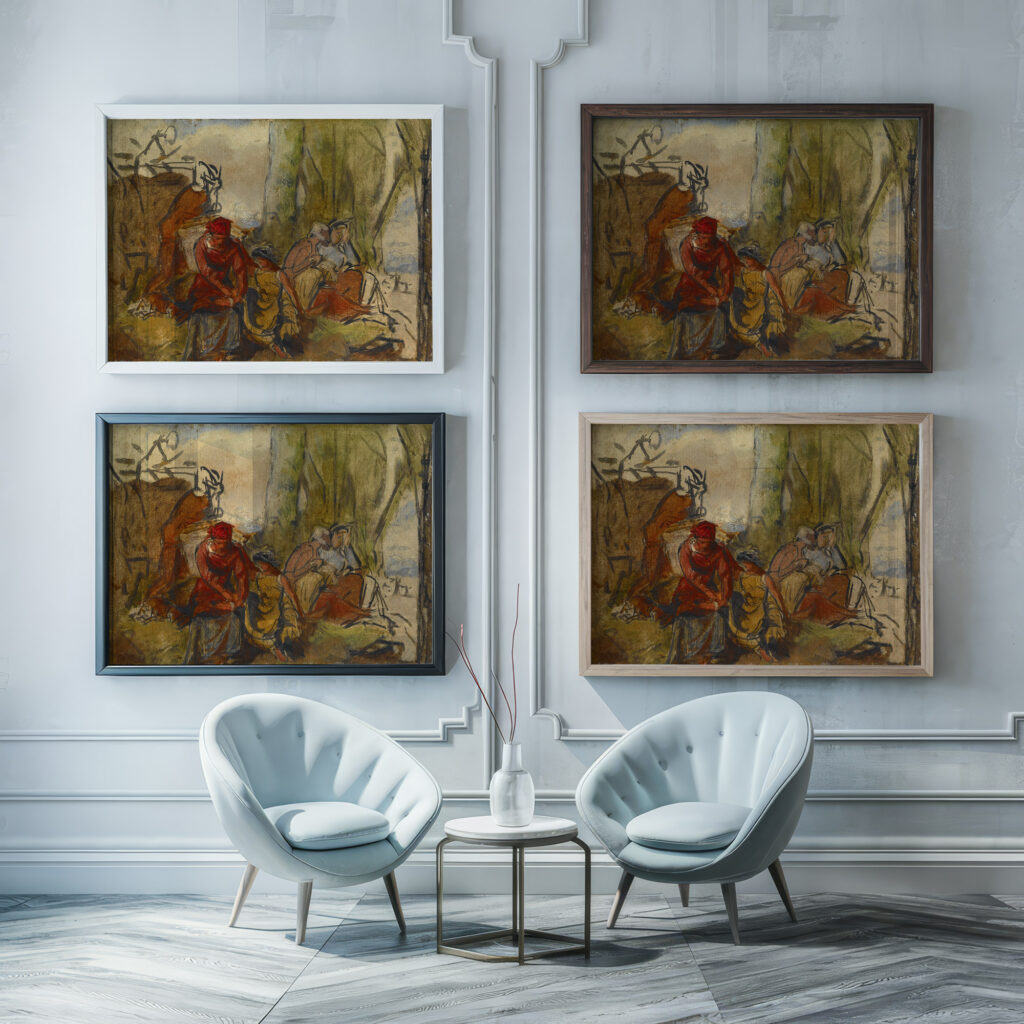 Figures in a Landscape 19th century Unknown framed posters mockup