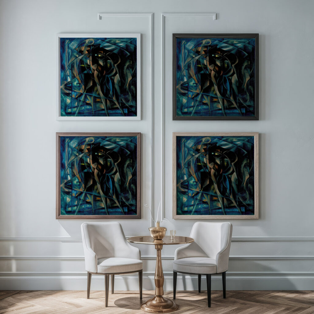 Figures mid to late 1920s Benjamin F. Berlin framed posters mockup
