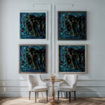 Figures mid to late 1920s Benjamin F. Berlin framed posters mockup