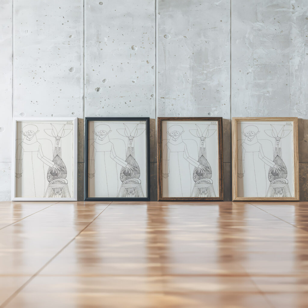 Figuur in een lange mantel met de linkerhand op een wereldbol 1943 10 17 Samuel Jessurun de Mesquita framed posters mockup