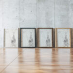 Figuur in een lange mantel met de linkerhand op een wereldbol 1943 10 17 Samuel Jessurun de Mesquita framed posters mockup