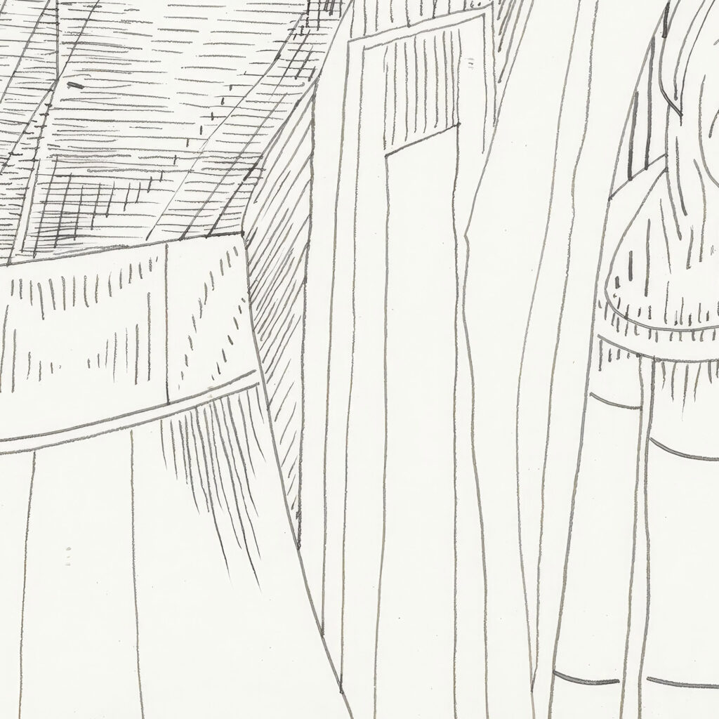 Figuur met een puntige neus en lange wimpers in profiel naar rechts 1943 10 15 Samuel Jessurun de Mesquita 8 mockup