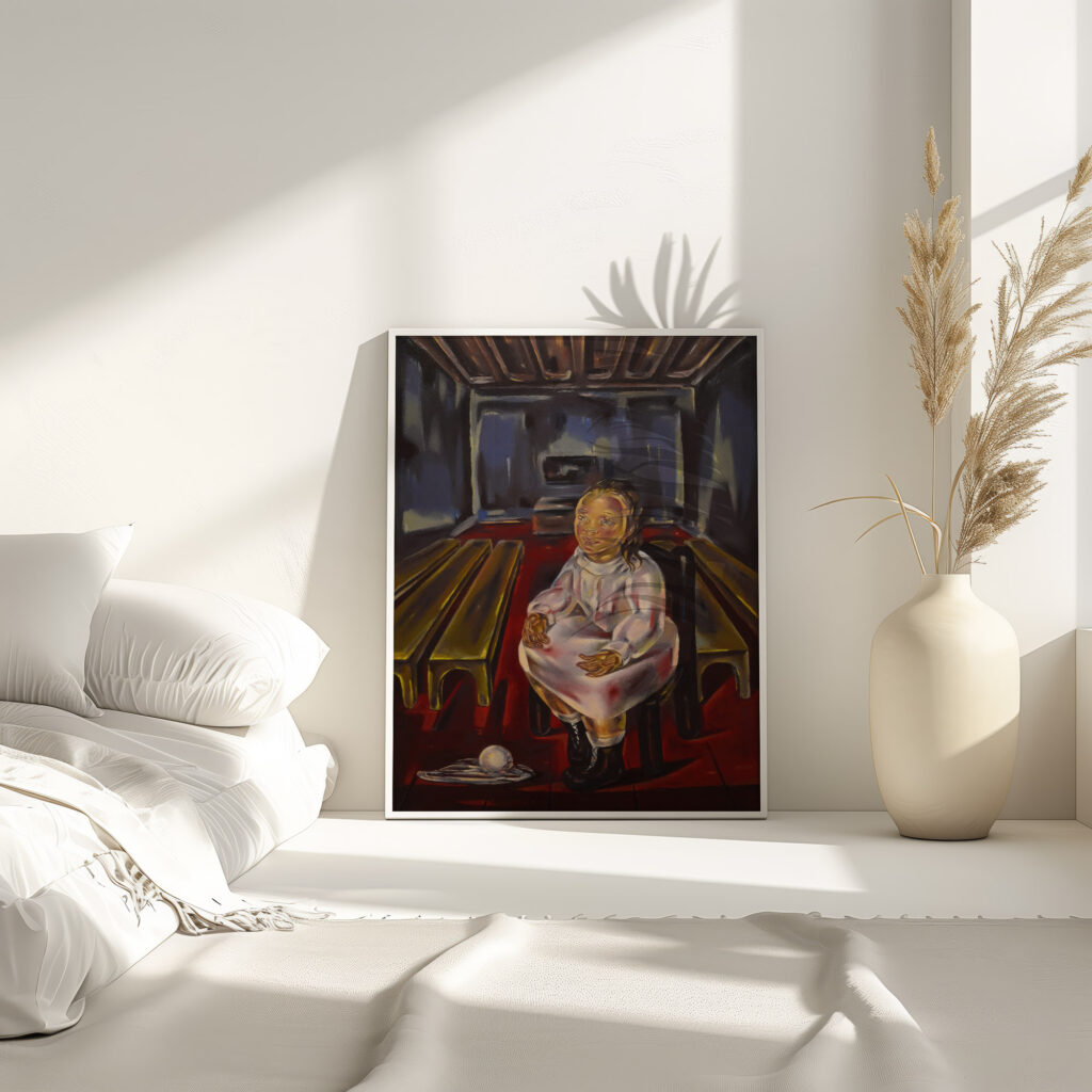 Fillette assise dans la salle aux bancs 1925 Maria Blanchard 4 mockup