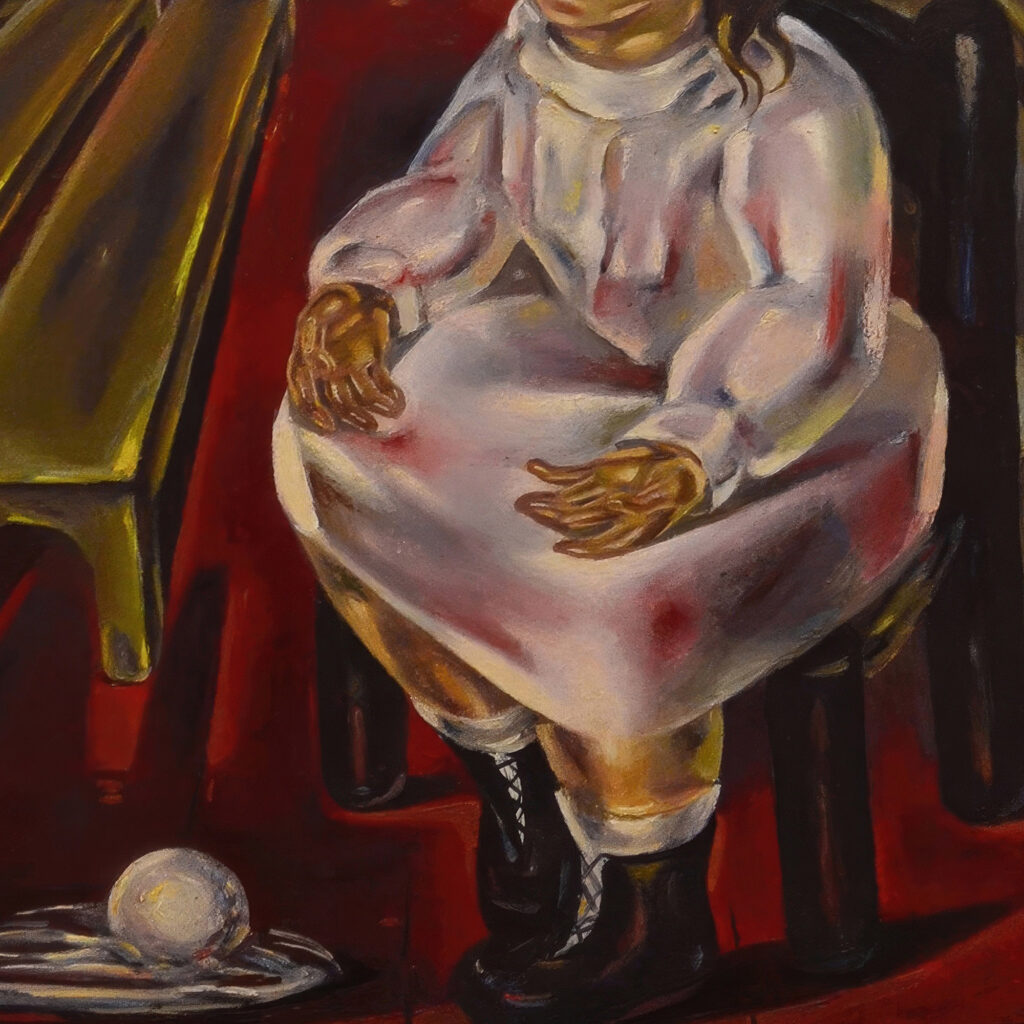 Fillette assise dans la salle aux bancs 1925 Maria Blanchard 8 mockup