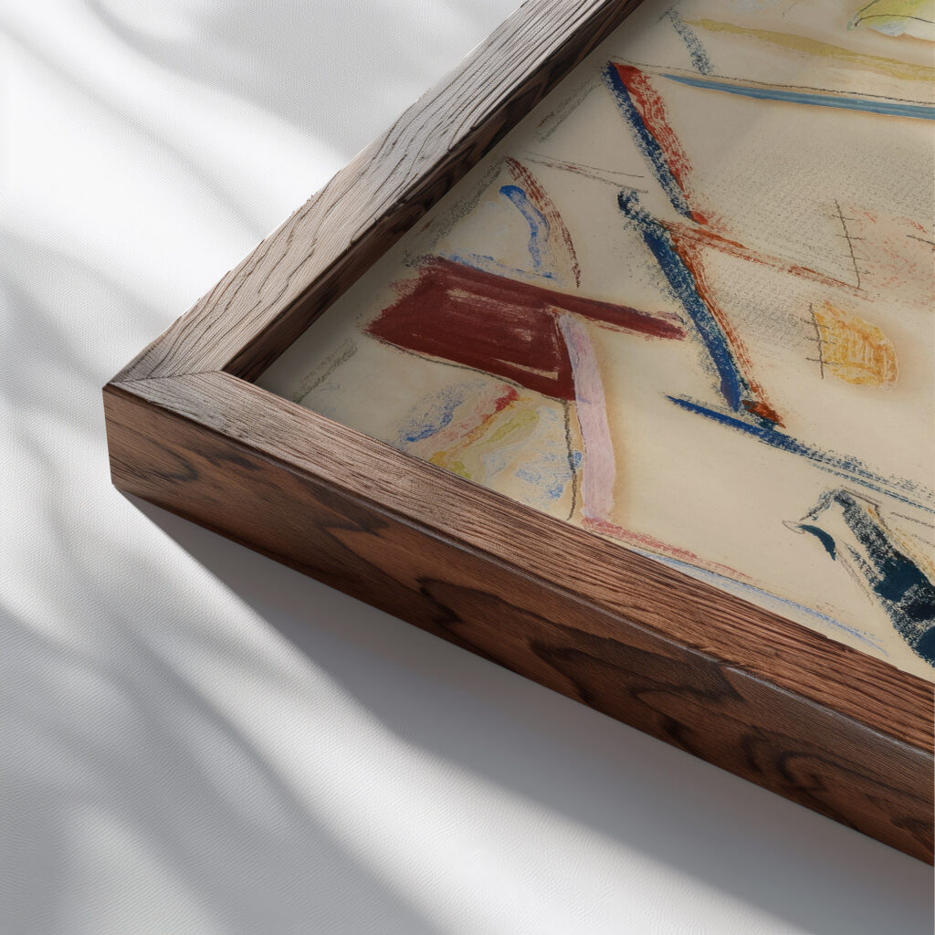 Fishing Boats 1918 Preston Dickinson close up dark wood mockup