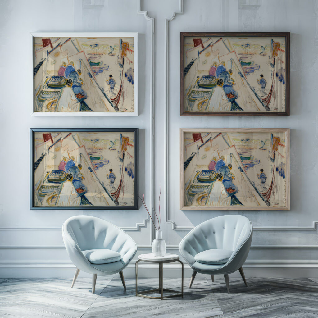 Fishing Boats 1918 Preston Dickinson framed posters mockup