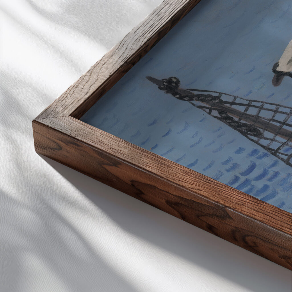 Fishing Boats 1932 Mikulas Galanda close up dark wood mockup