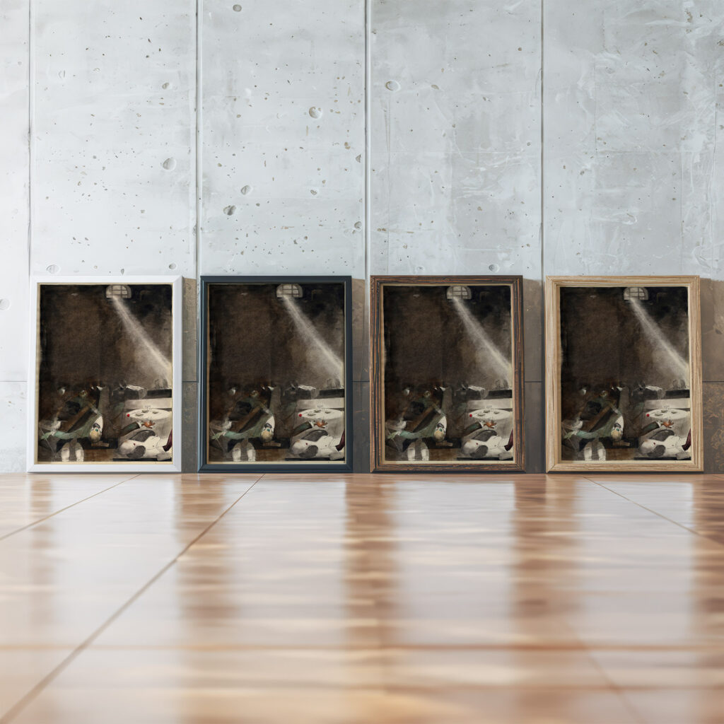 Five Oclock Tea in the Morgue 1935 Karlis Padegs framed posters mockup