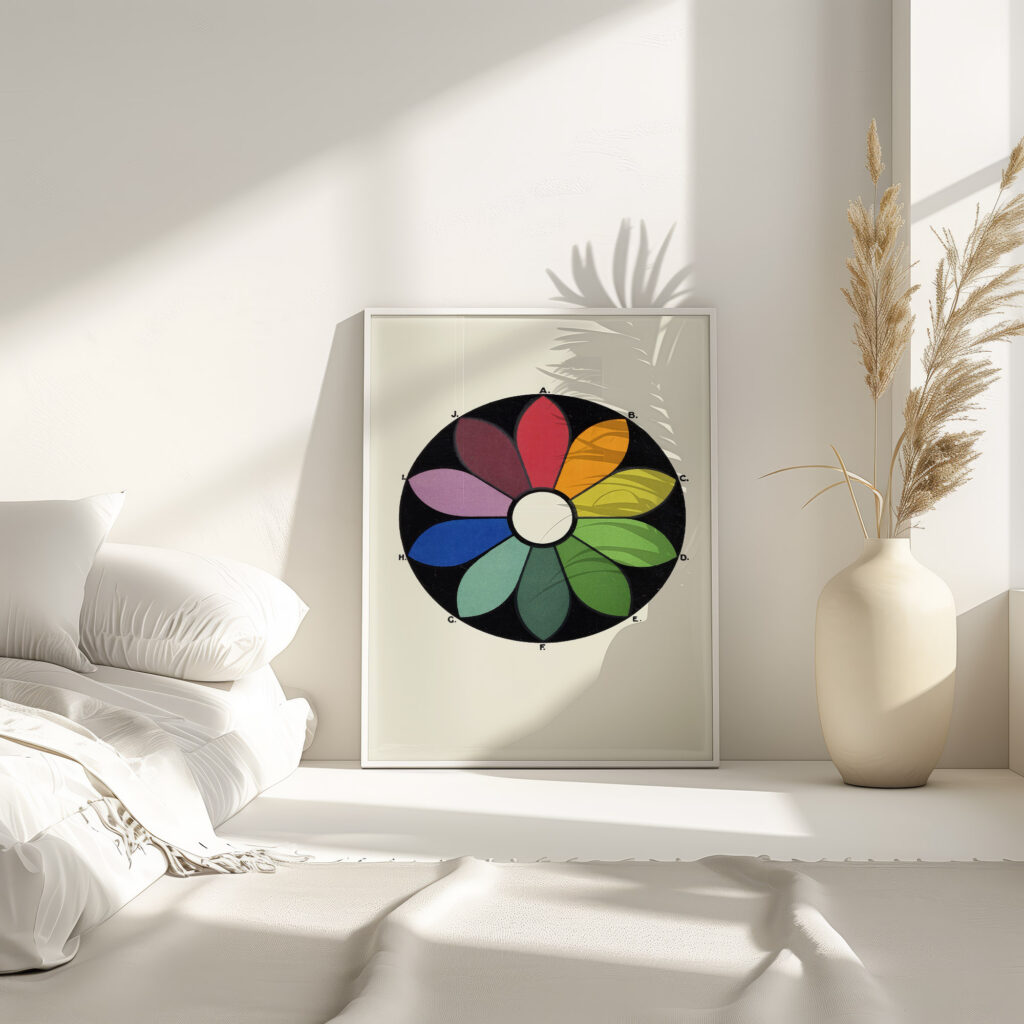 Five pairs of Complementary Colours forming a Chromatic Circle. Each Colour has its Complementary directly opposite 1912 James Ward 4 mockup