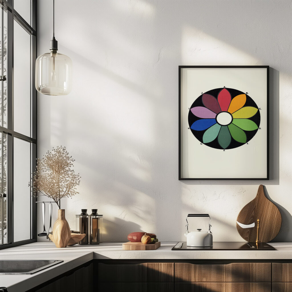 Five pairs of Complementary Colours forming a Chromatic Circle. Each Colour has its Complementary directly opposite 1912 James Ward 6 mockup