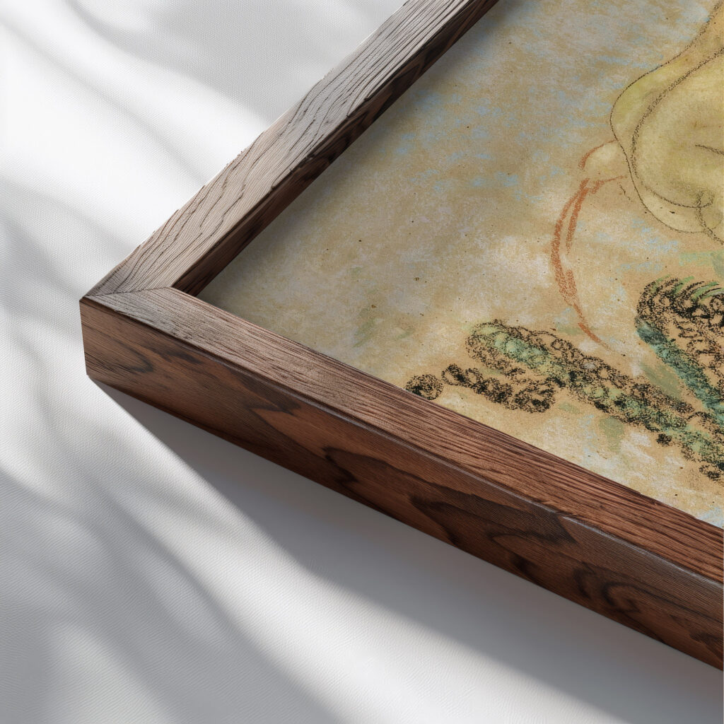 Flore Sous Marine Odilon Redon close up dark wood mockup