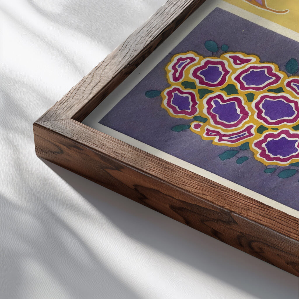 Floreal dessins coloris nouveaux Pl.01 1925 Emile Allain Seguy close up dark wood mockup