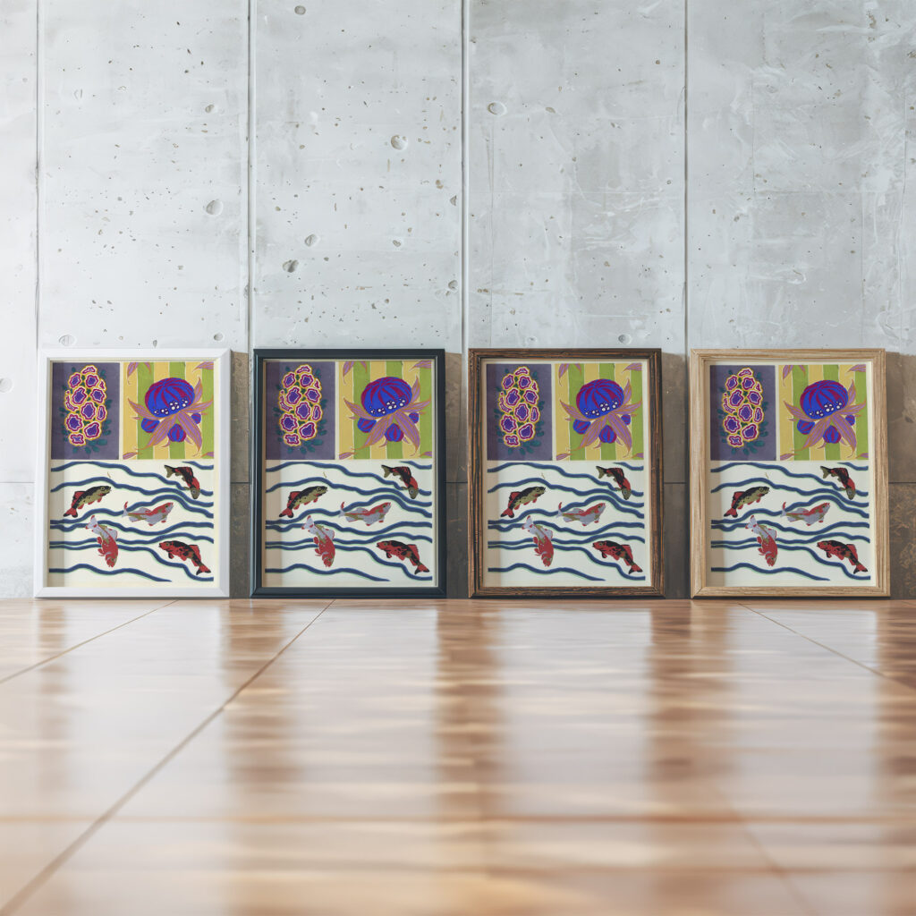 Floreal dessins coloris nouveaux Pl.01 1925 Emile Allain Seguy framed posters mockup