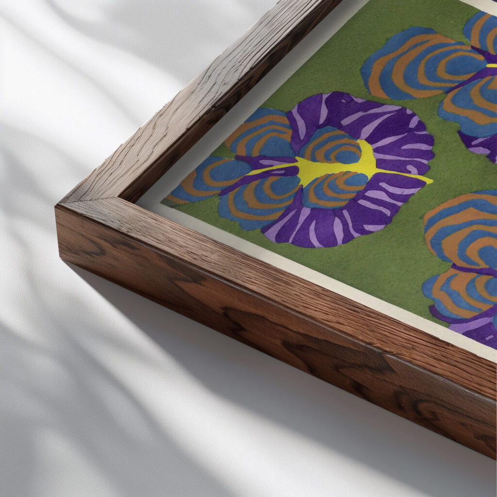 Floreal dessins coloris nouveaux Pl.02 1925 Emile Allain Seguy close up dark wood mockup