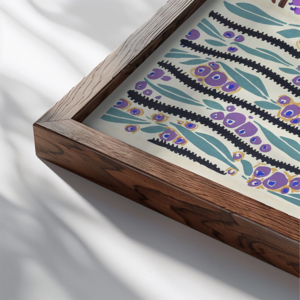 Floreal dessins coloris nouveaux Pl.04 1925 Emile Allain Seguy close up dark wood mockup