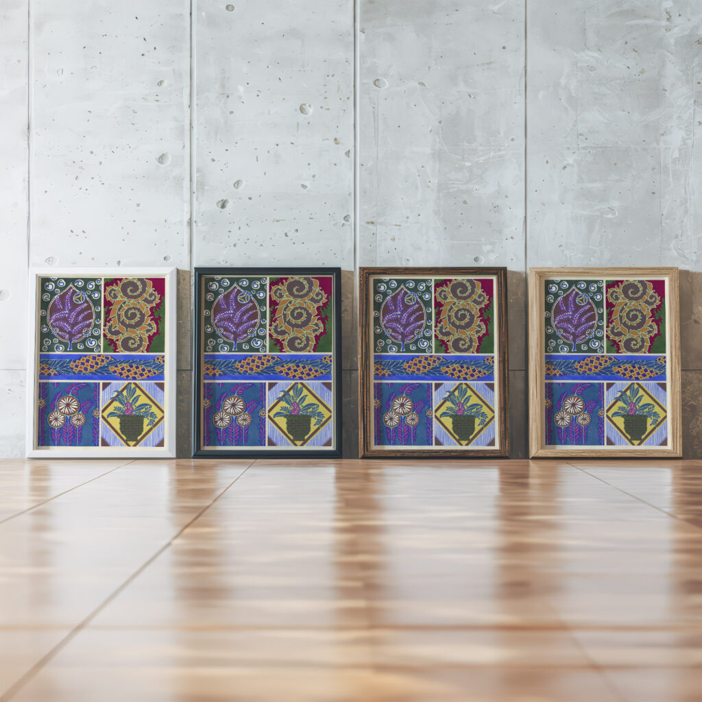Floreal dessins coloris nouveaux Pl.05 1925 Emile Allain Seguy framed posters mockup