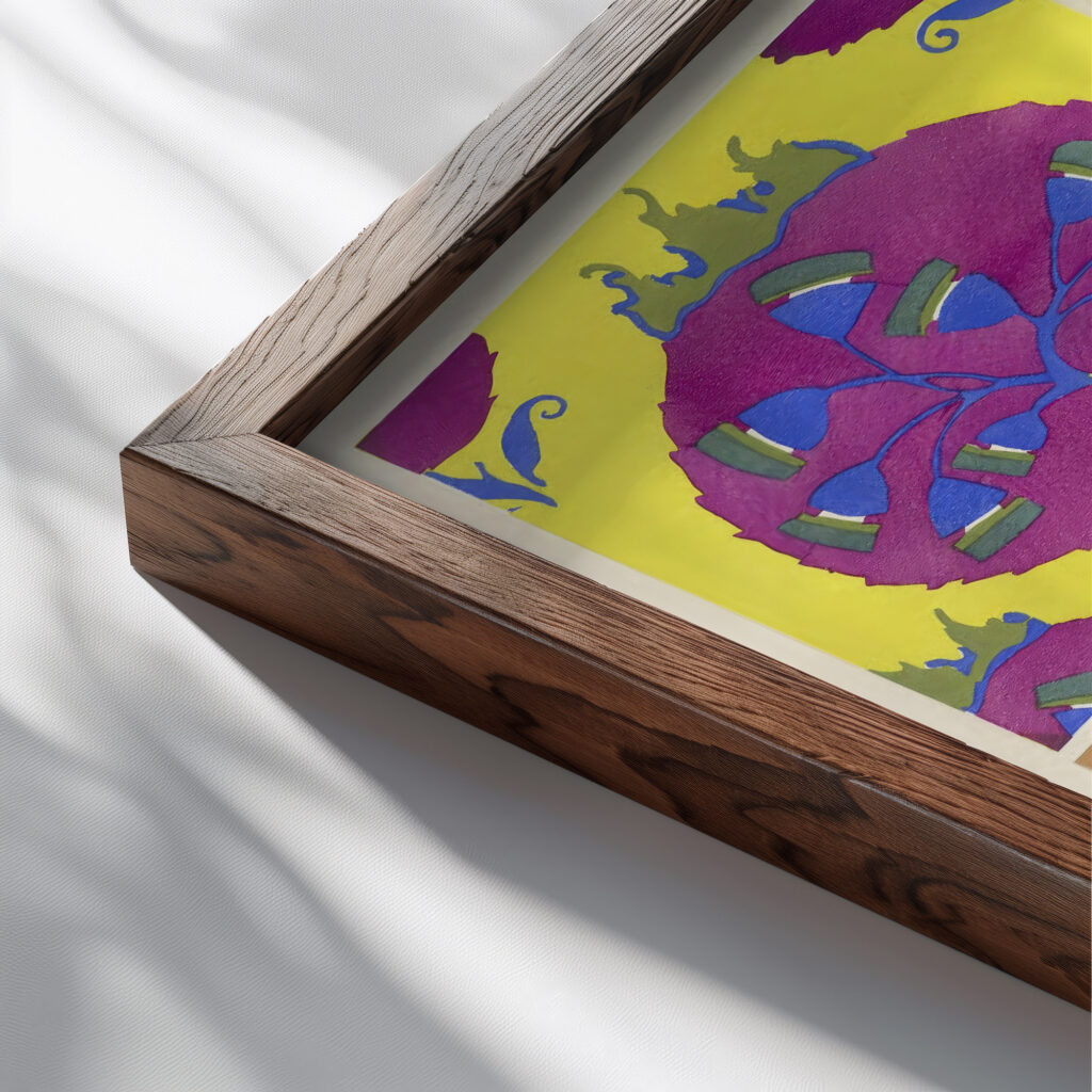 Floreal dessins coloris nouveaux Pl.07 1925 Emile Allain Seguy close up dark wood mockup