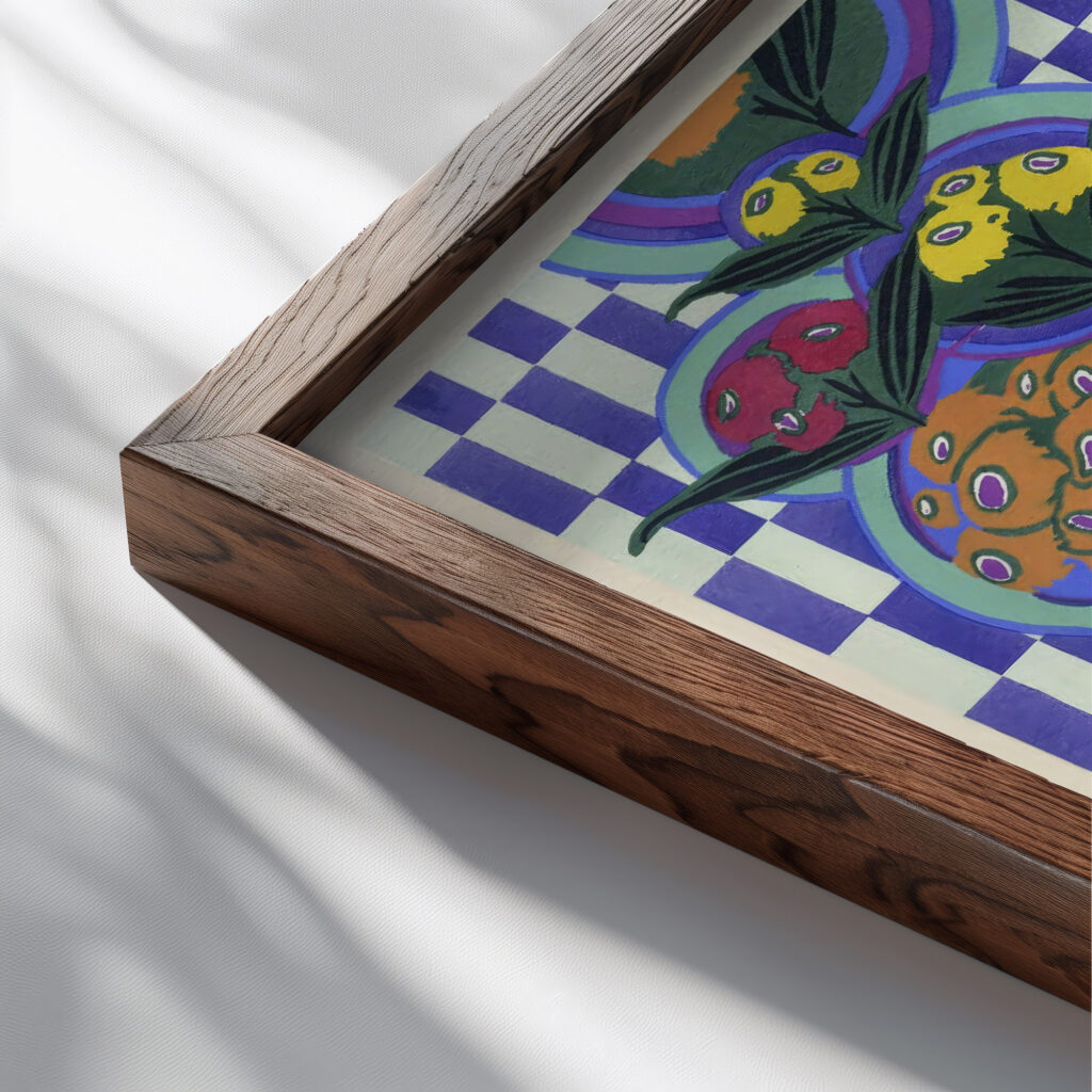 Floreal dessins coloris nouveaux Pl.08 1925 Emile Allain Seguy close up dark wood mockup