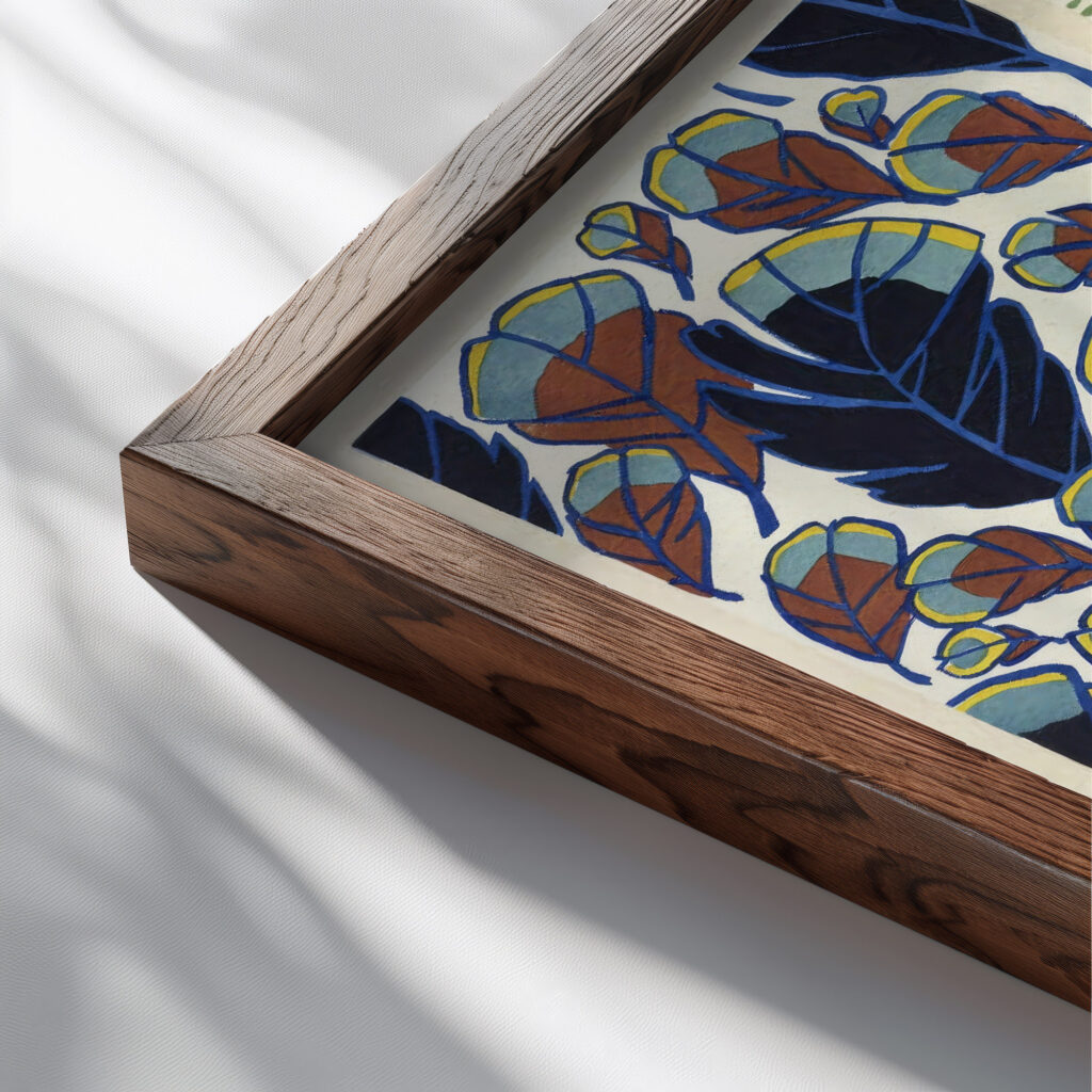 Floreal dessins coloris nouveaux Pl.09 1925 Emile Allain Seguy close up dark wood mockup