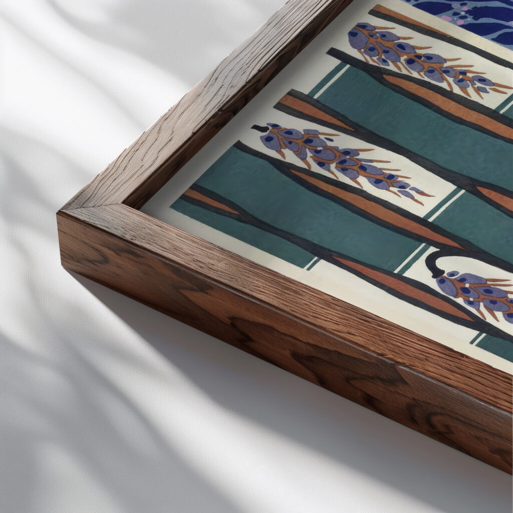 Floreal dessins coloris nouveaux Pl.11 1925 Emile Allain Seguy close up dark wood mockup